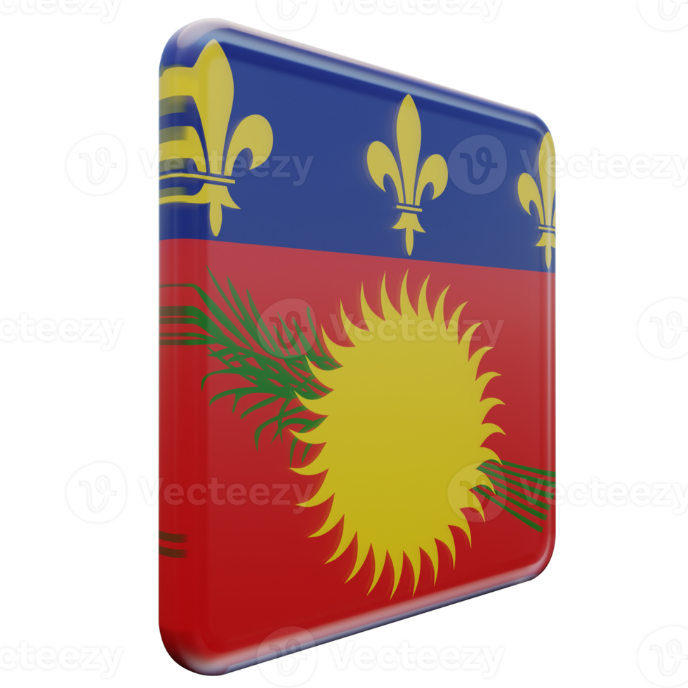 Guadeloupe Left View 3d textured glossy square flag png