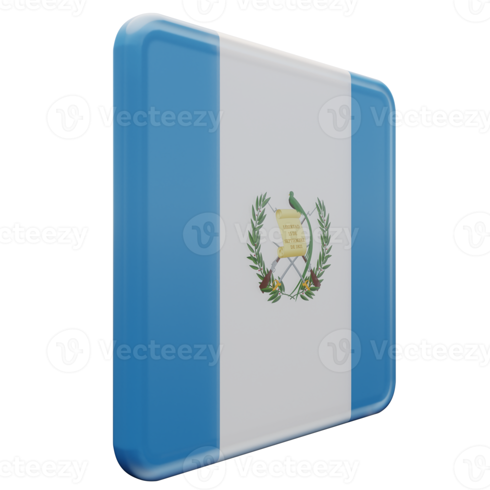 guatemala vänster se 3d texturerad glansig fyrkant flagga png