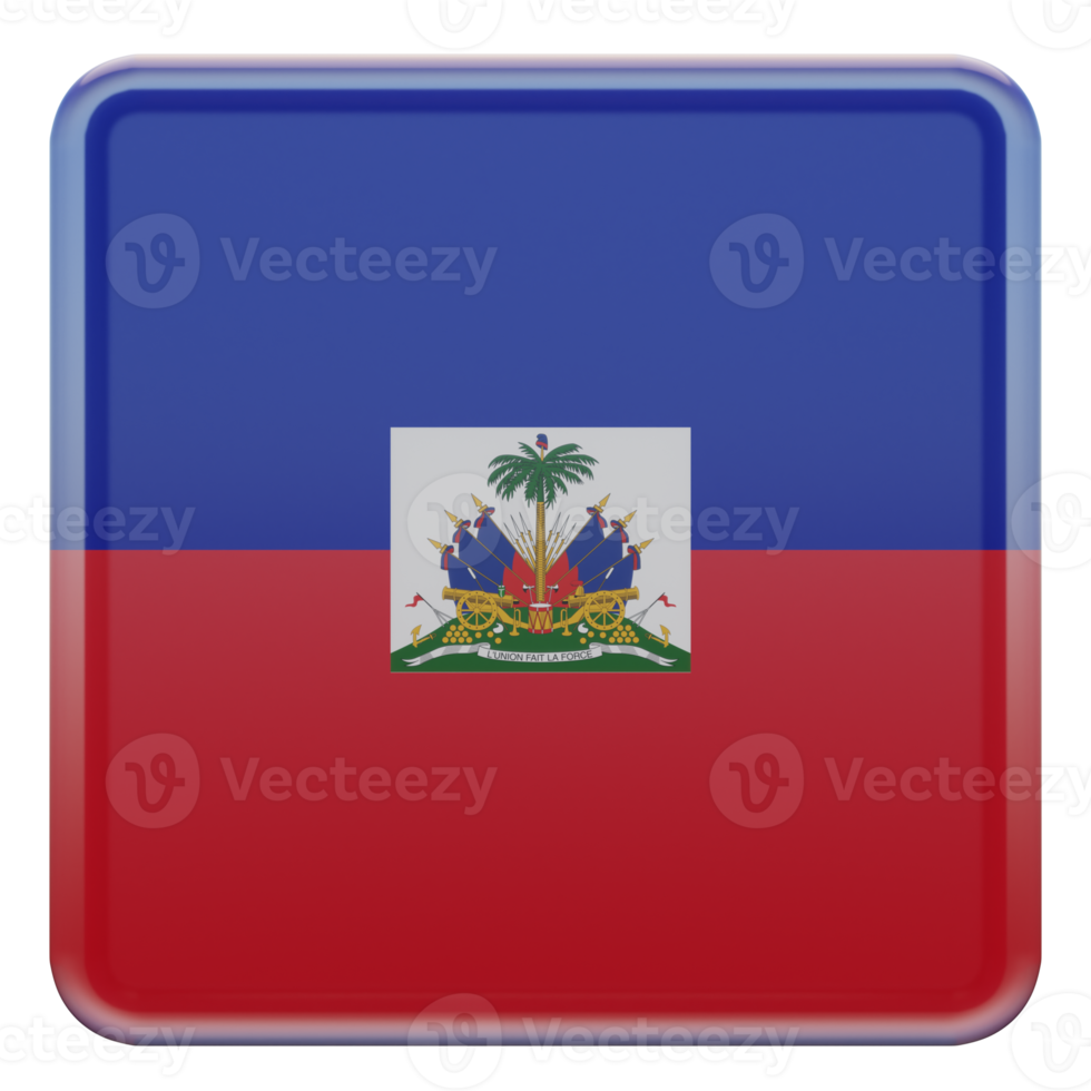 haiti 3d texturerad glansig fyrkant flagga png