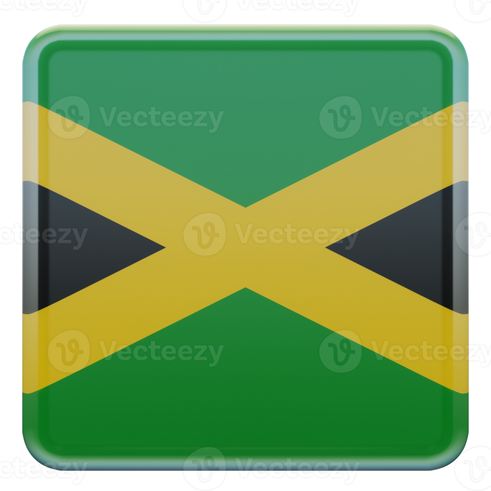 jamaica 3d texturerad glansig fyrkant flagga png