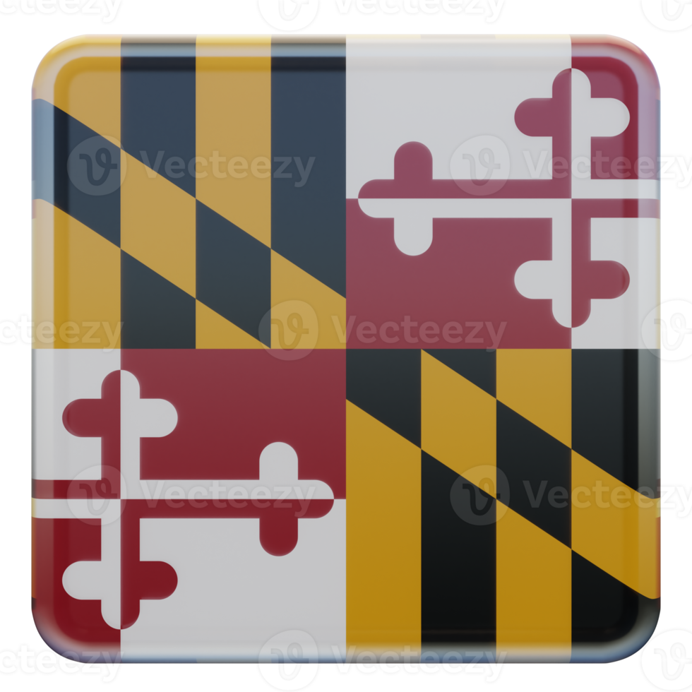 Maryland 3d textured glossy square flag png