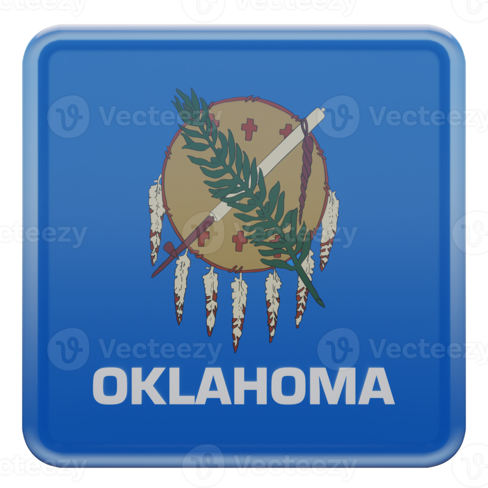 Oklahoma 3d textured glossy square flag png