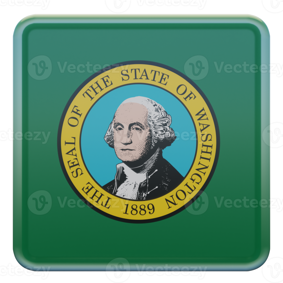 Washington 3d textured glossy square flag png