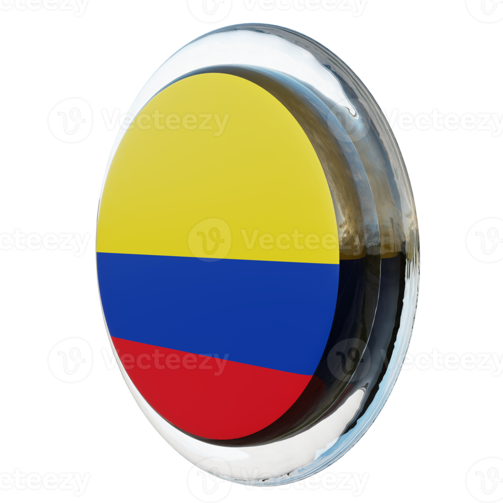 Colombia Right View 3d textured glossy circle flag png