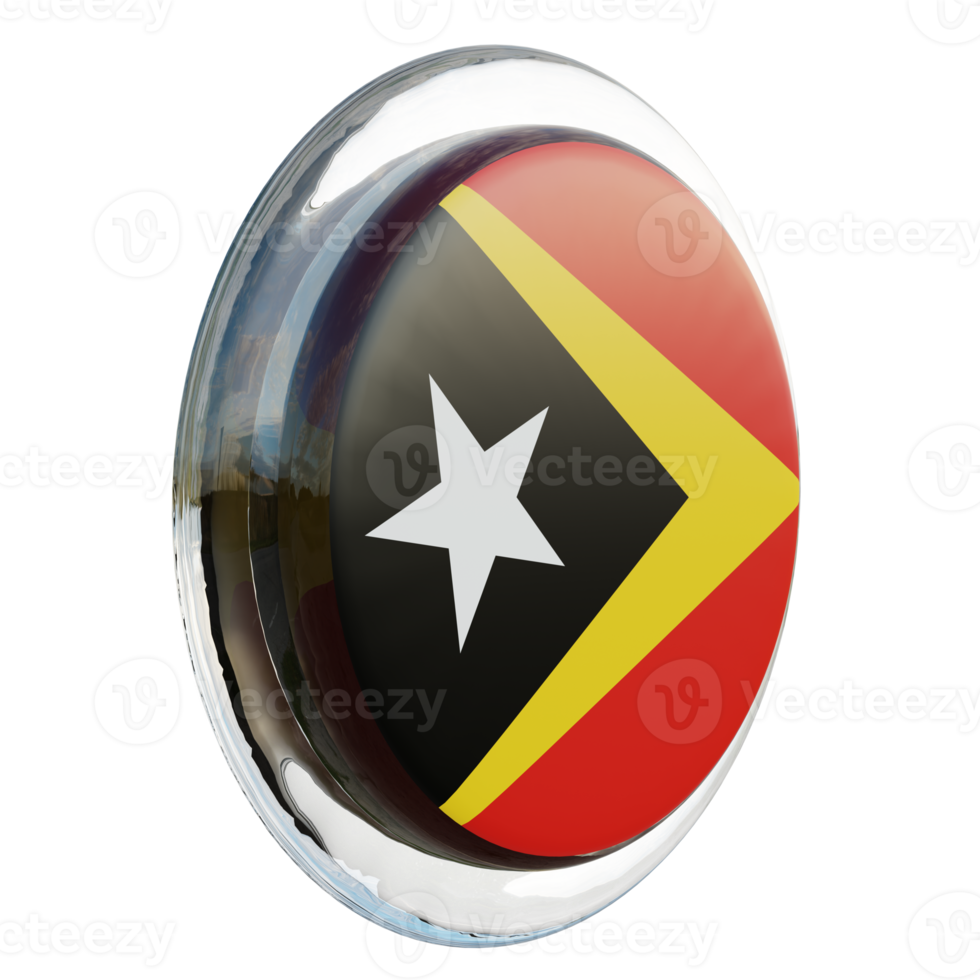 East Timor Left View 3d textured glossy circle flag png