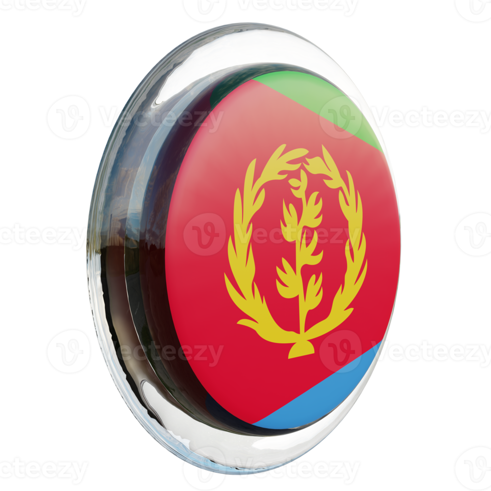 Eritrea Left View 3d textured glossy circle flag png