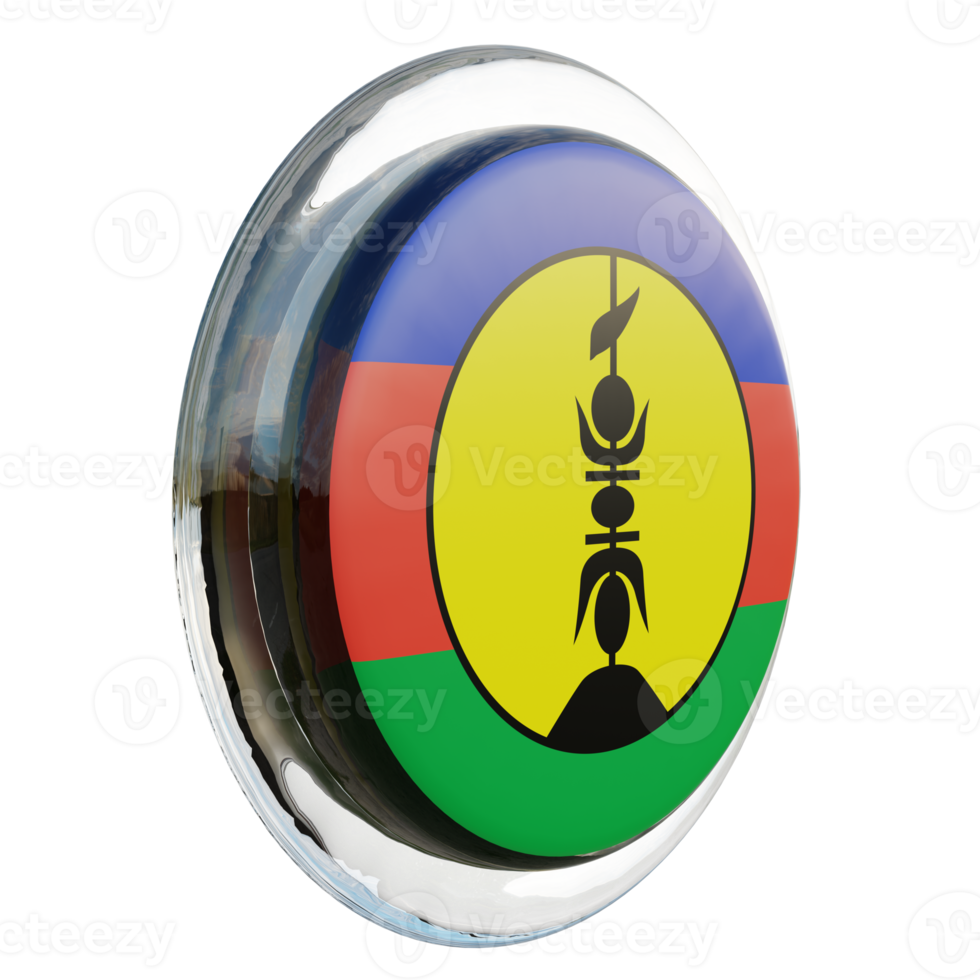 New Caledonia Left View 3d textured glossy circle flag png