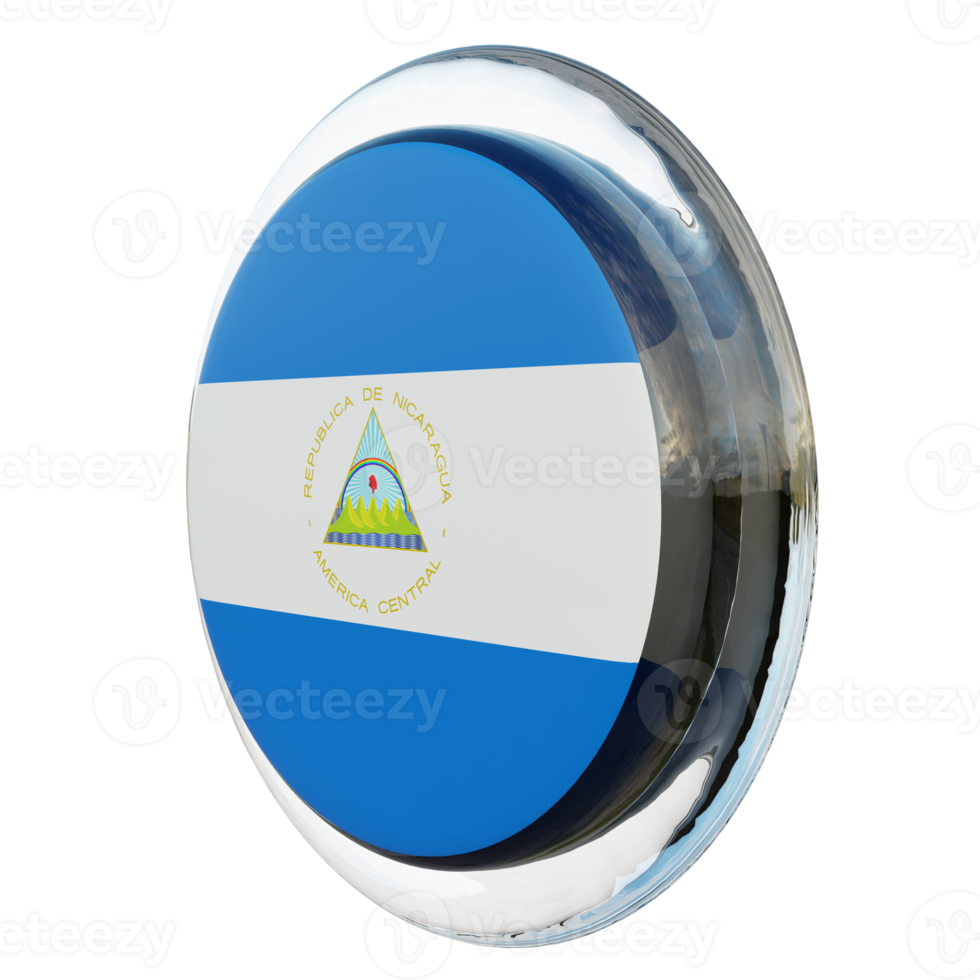 Nicaragua Right View 3d textured glossy circle flag png