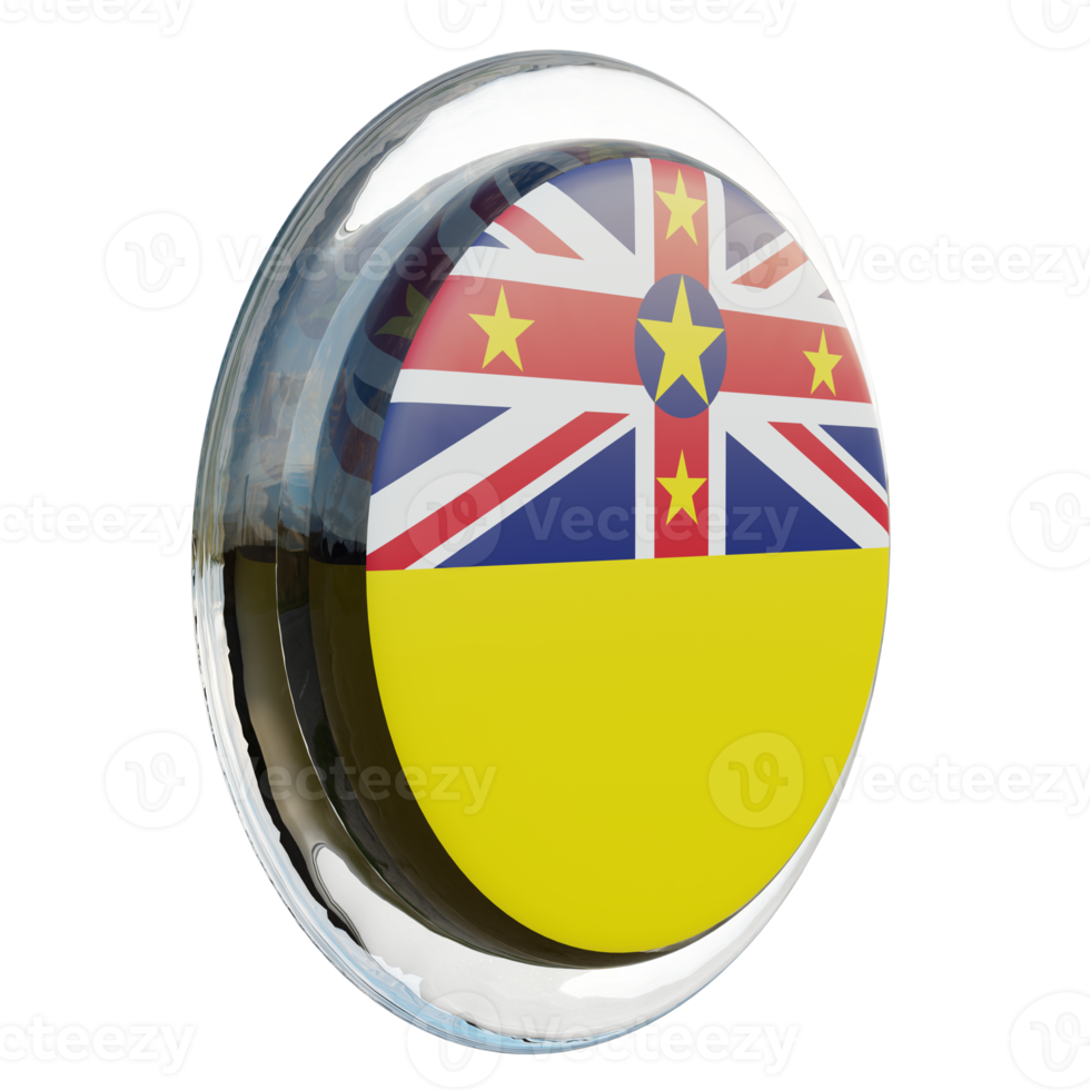 Niue Left View 3d textured glossy circle flag png