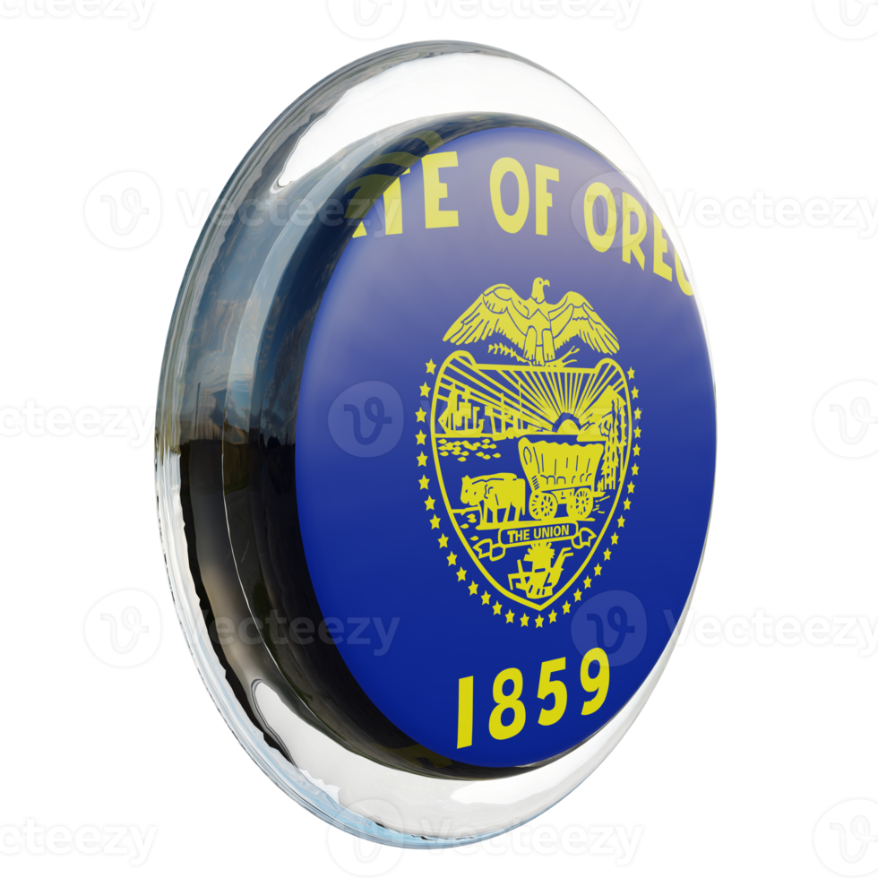 Oregon Left View 3d textured glossy circle flag png