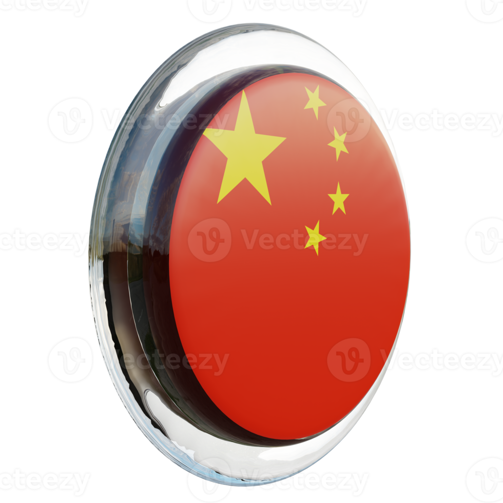 Peoples Republic of China Left View 3d textured glossy circle flag png