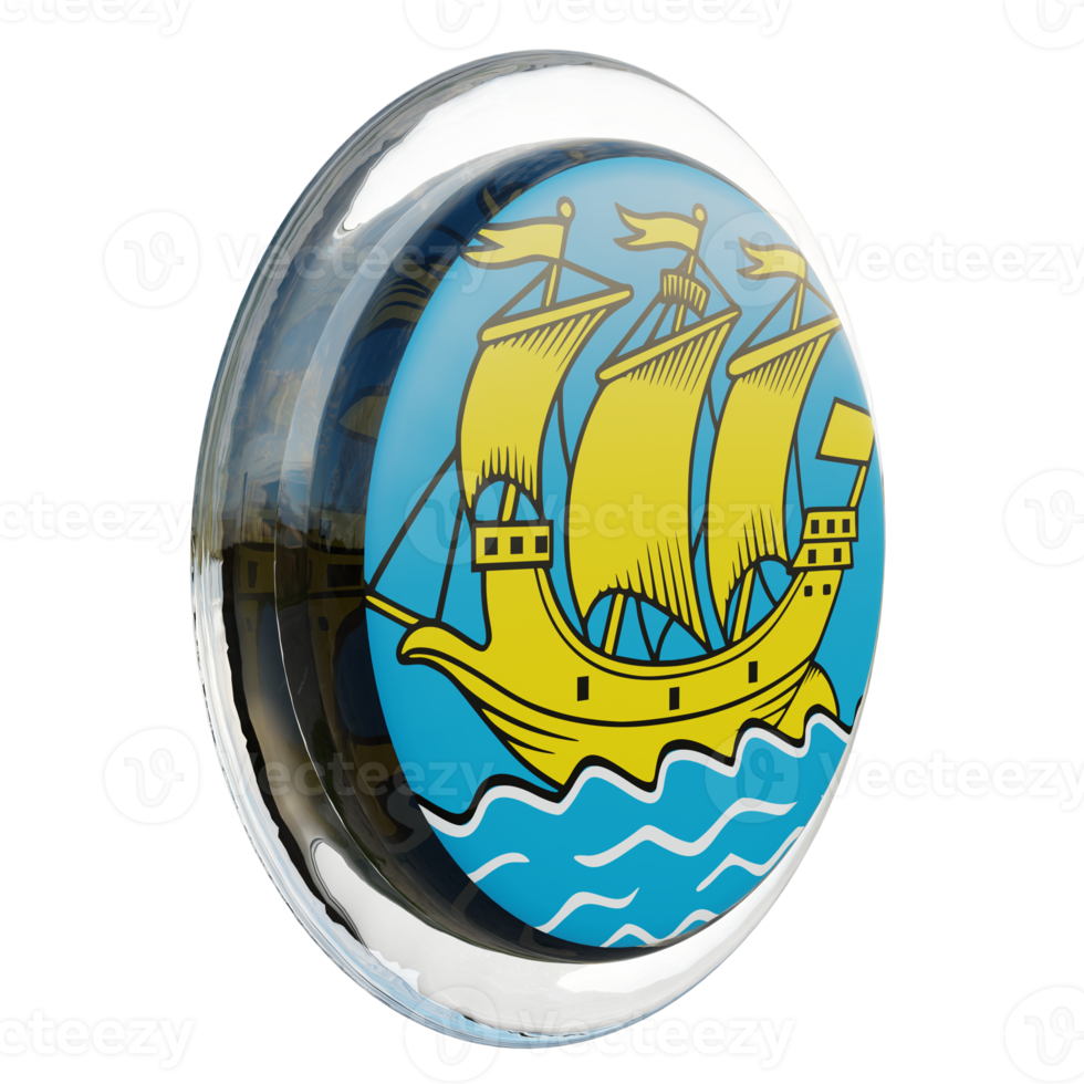 Saint Pierre and Miquelon Left View 3d textured glossy circle flag png