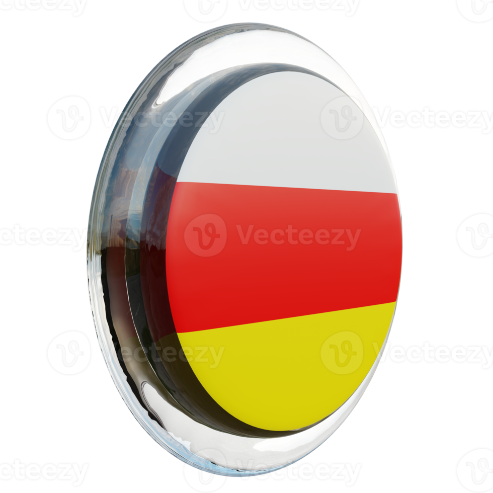 South Ossetia Left View 3d textured glossy circle flag png