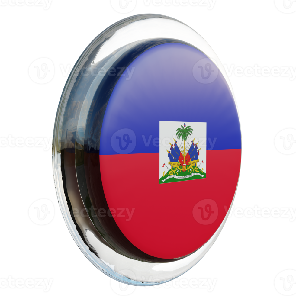 Haiti Left View 3d textured glossy circle flag png