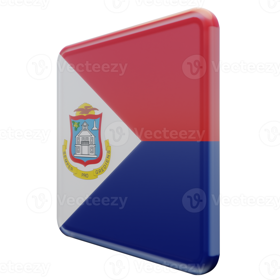 Sint Maarten Right View 3d textured glossy square flag png