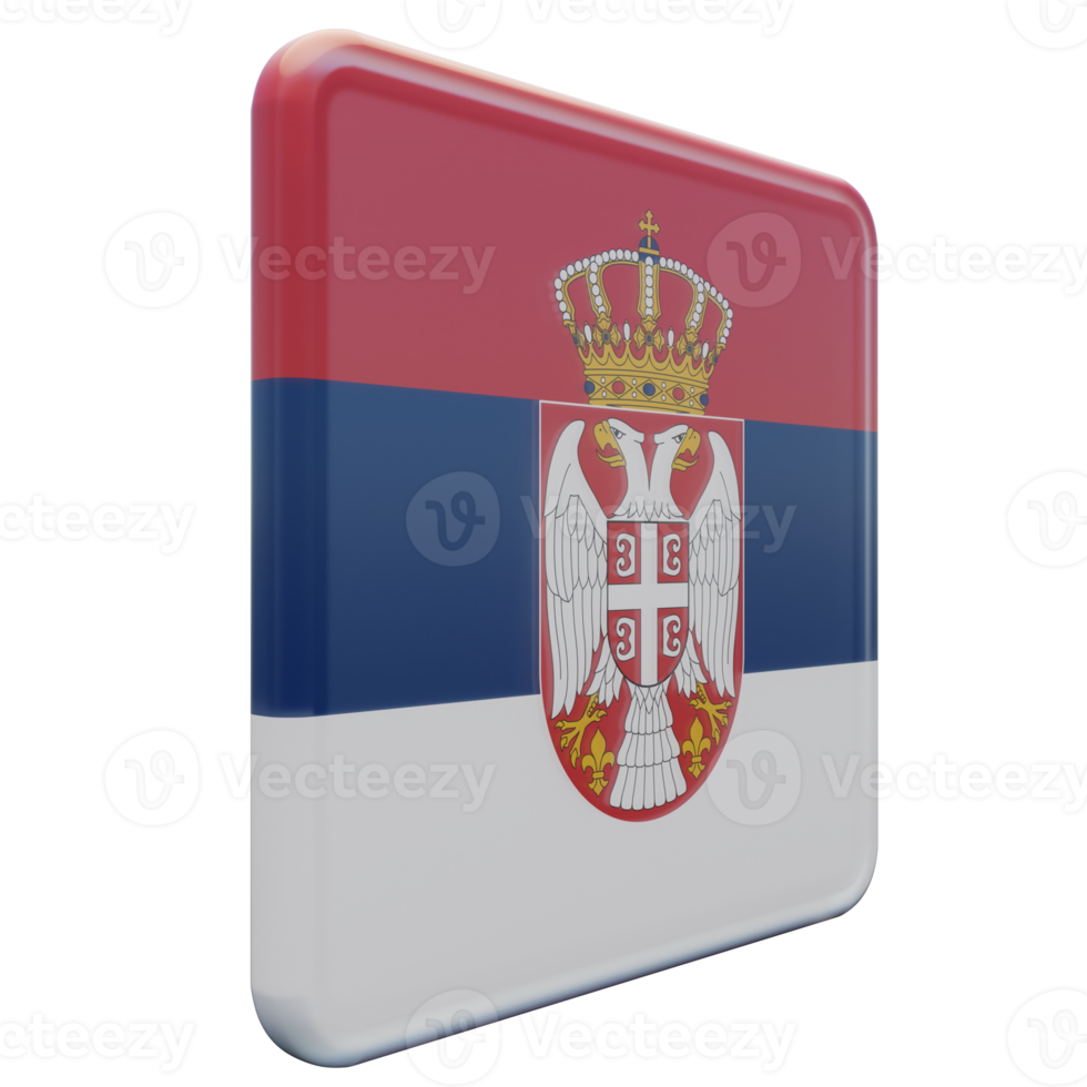 Serbia Left View 3d textured glossy square flag png