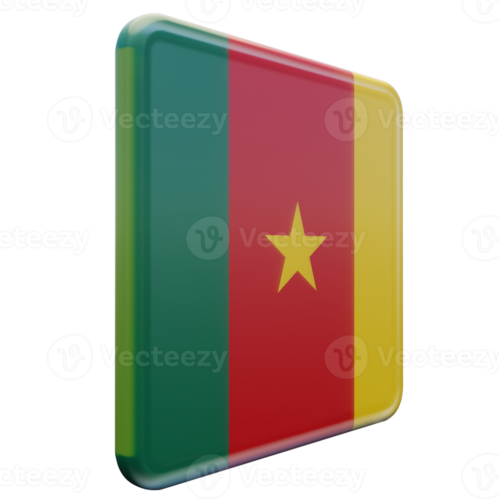 kamerun linke ansicht 3d texturierte glänzende quadratische flagge png