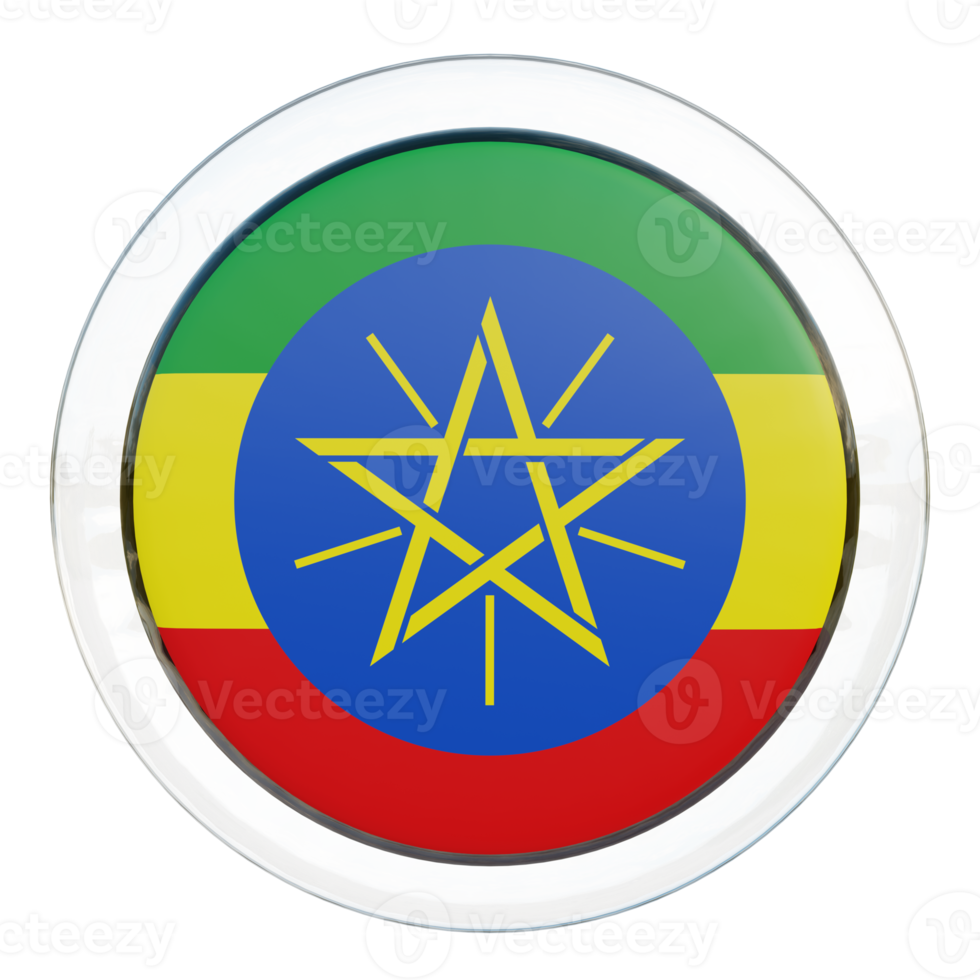 drapeau de cercle brillant texturé ethiopie 3d png