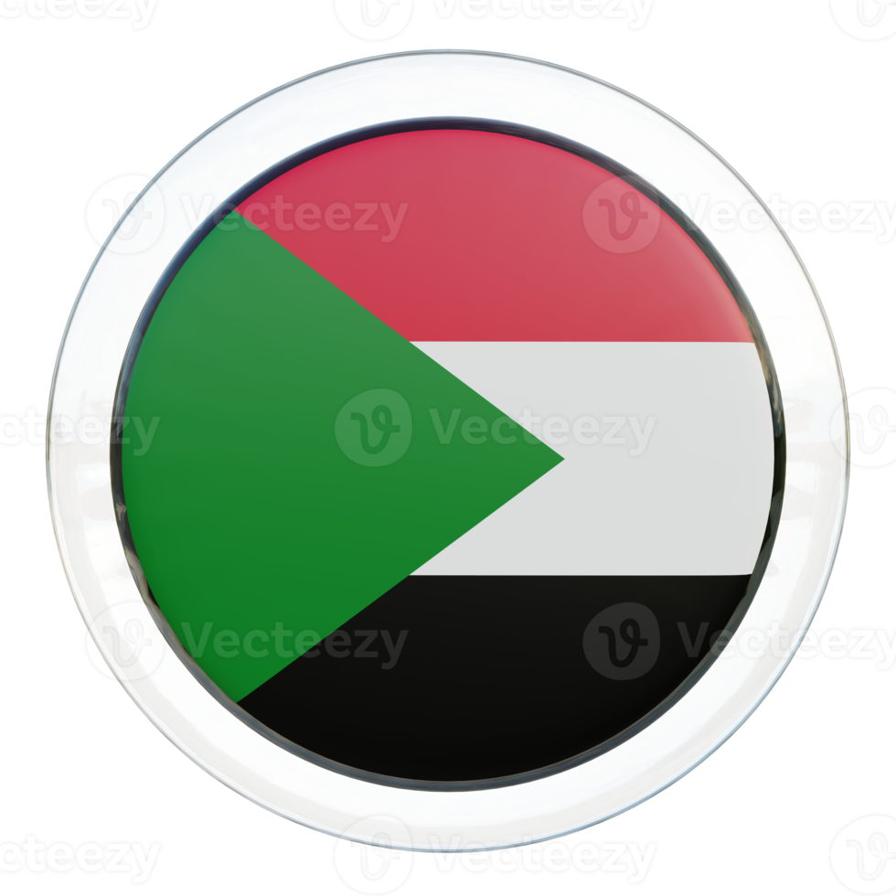 Sudan 3d textured glossy circle flag png