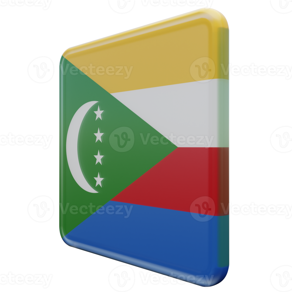 comores vista direita 3d bandeira quadrada brilhante texturizada png