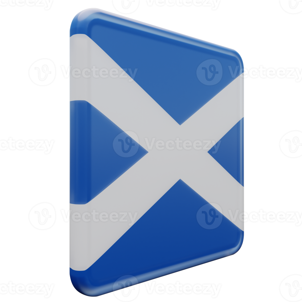 escócia esquerda vista 3d bandeira quadrada brilhante texturizada png