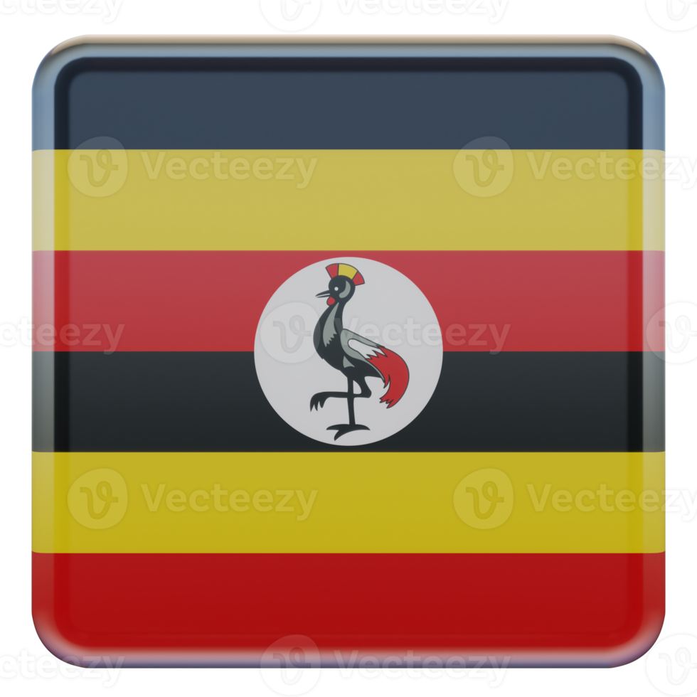 Uganda 3d textured glossy square flag png