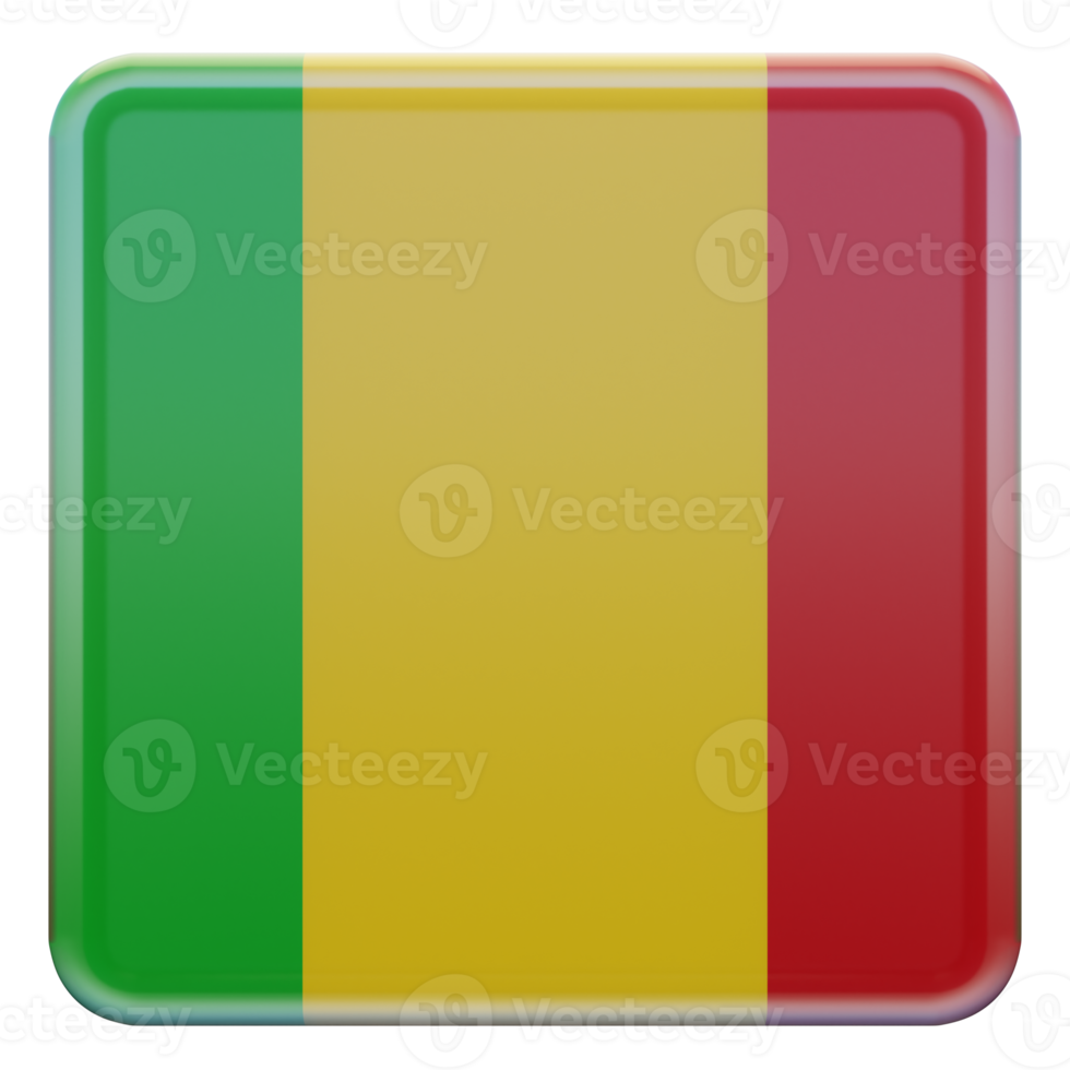 Mali 3d getextureerde glanzend plein vlag png