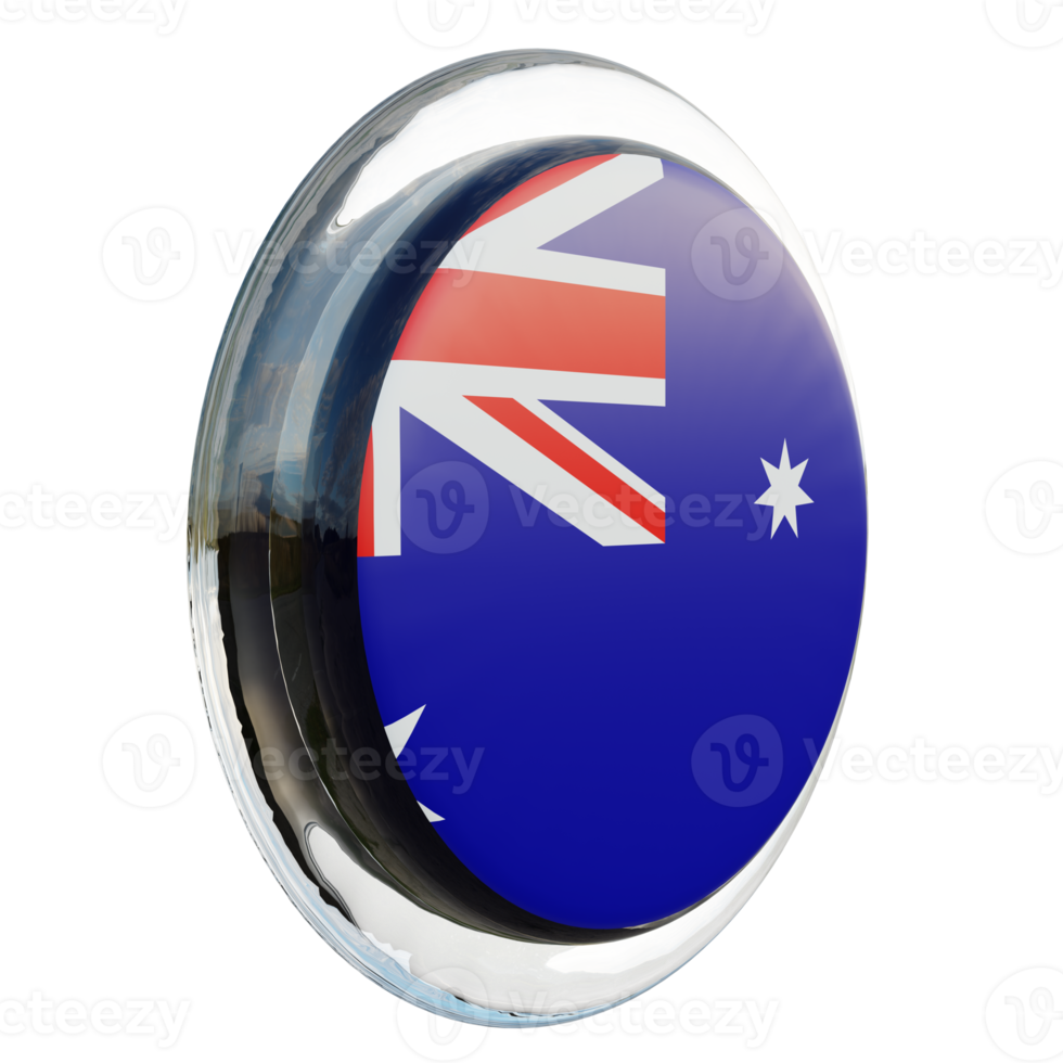 Australië links visie 3d getextureerde glanzend cirkel vlag png