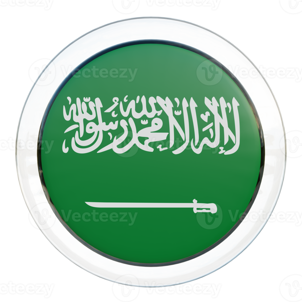 Saudi Arabia 3d textured glossy circle flag png