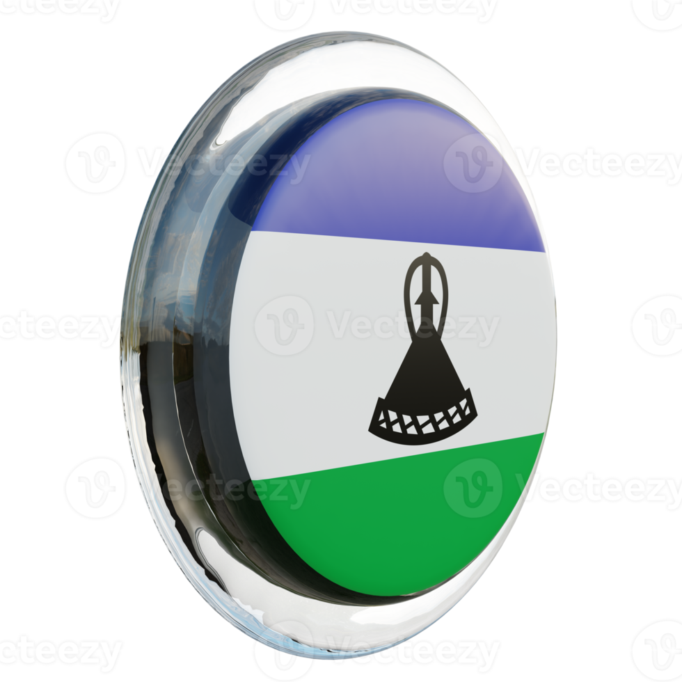 Lesotho Left View 3d textured glossy circle flag png
