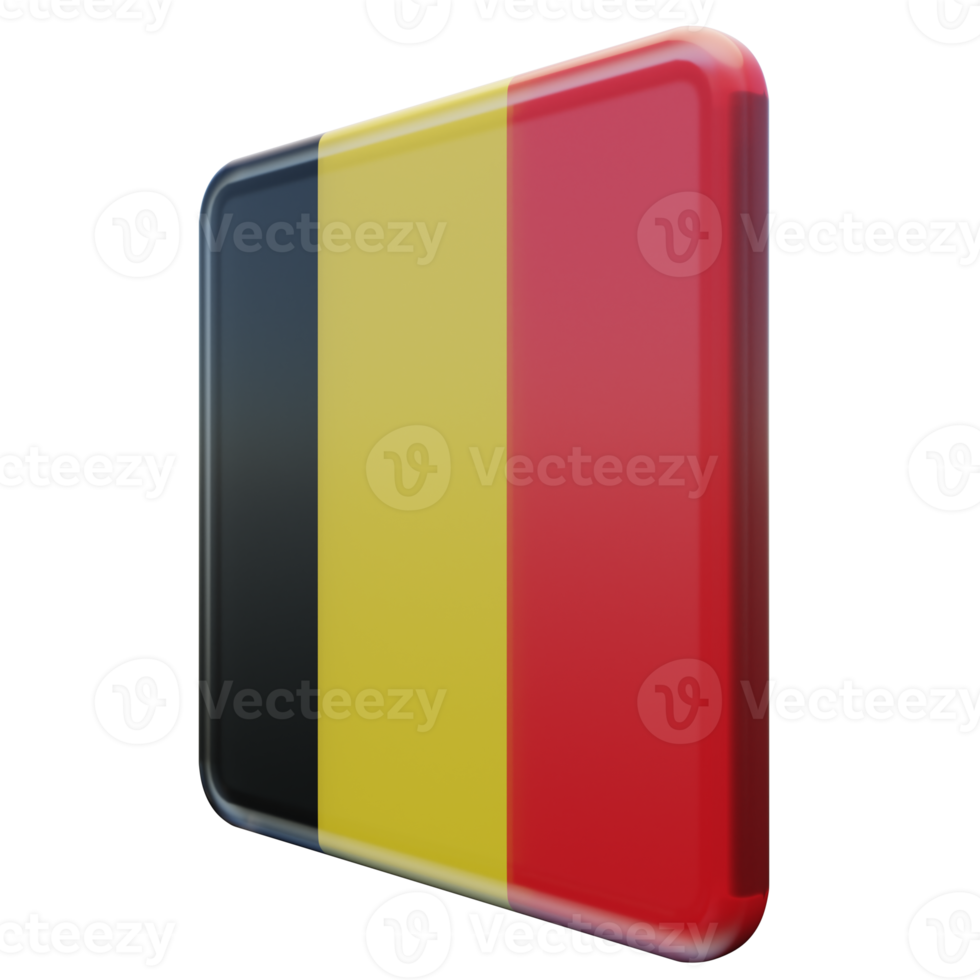 Belgium Right View 3d textured glossy square flag png