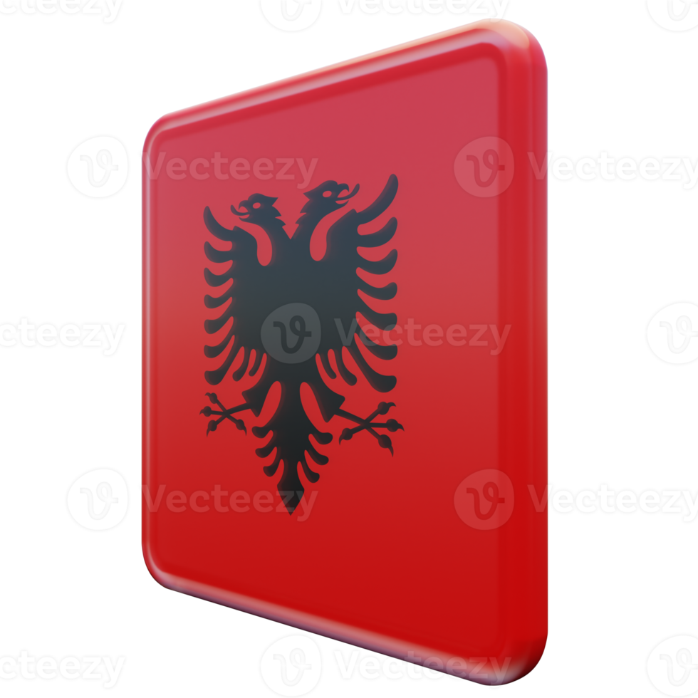 Albania Right View 3d textured glossy square flag png
