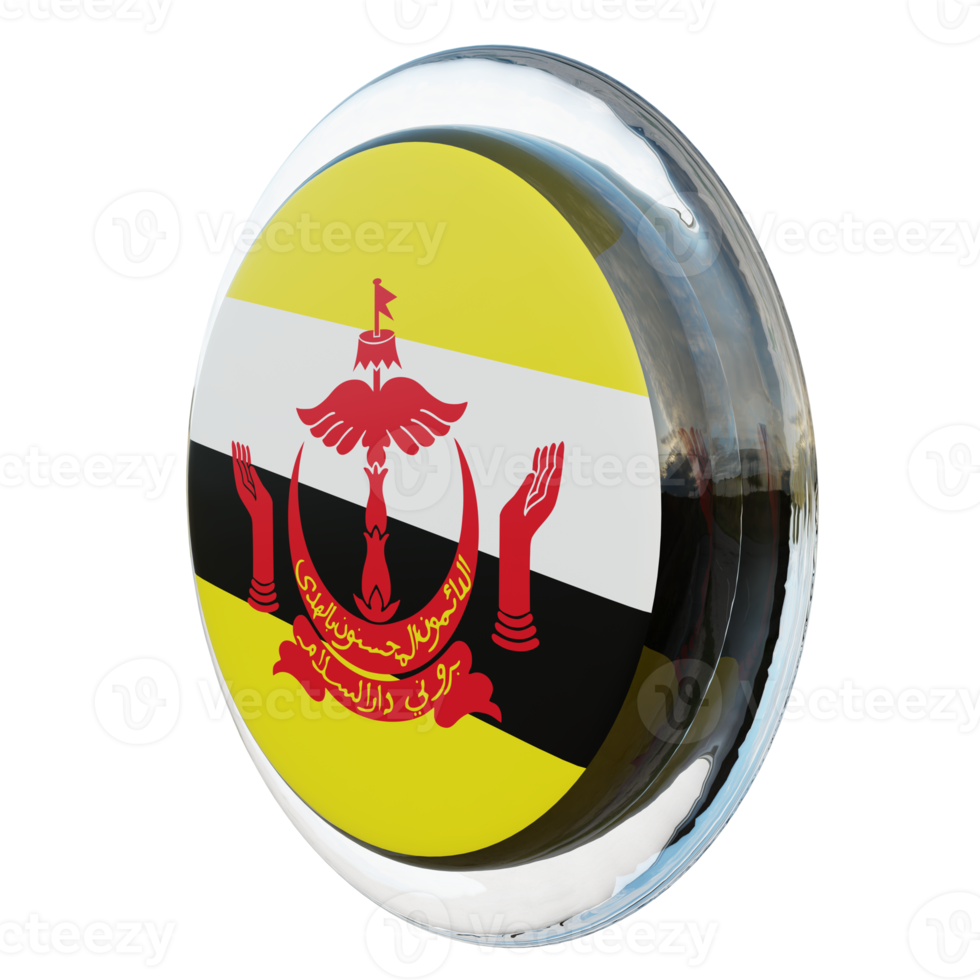 Brunei Right View 3d textured glossy circle flag png