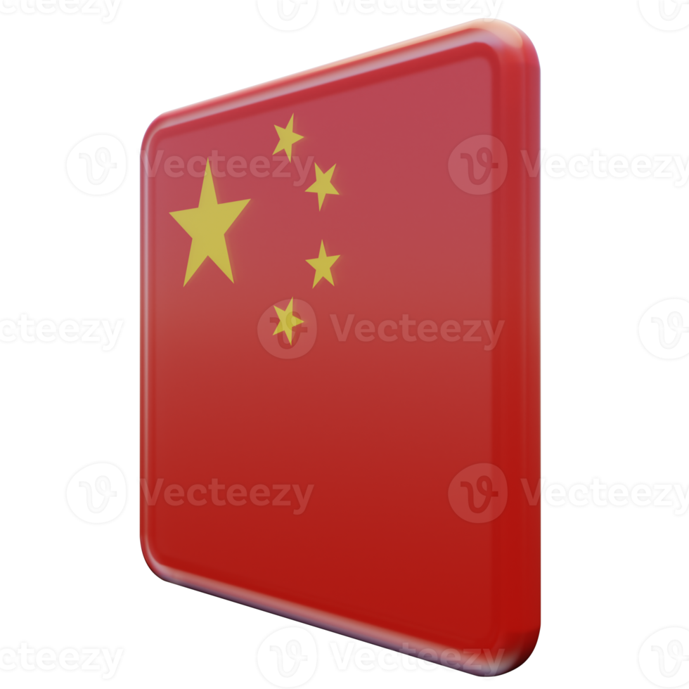 Volksrepublik China Ansicht von rechts 3D texturierte glänzende quadratische Flagge png
