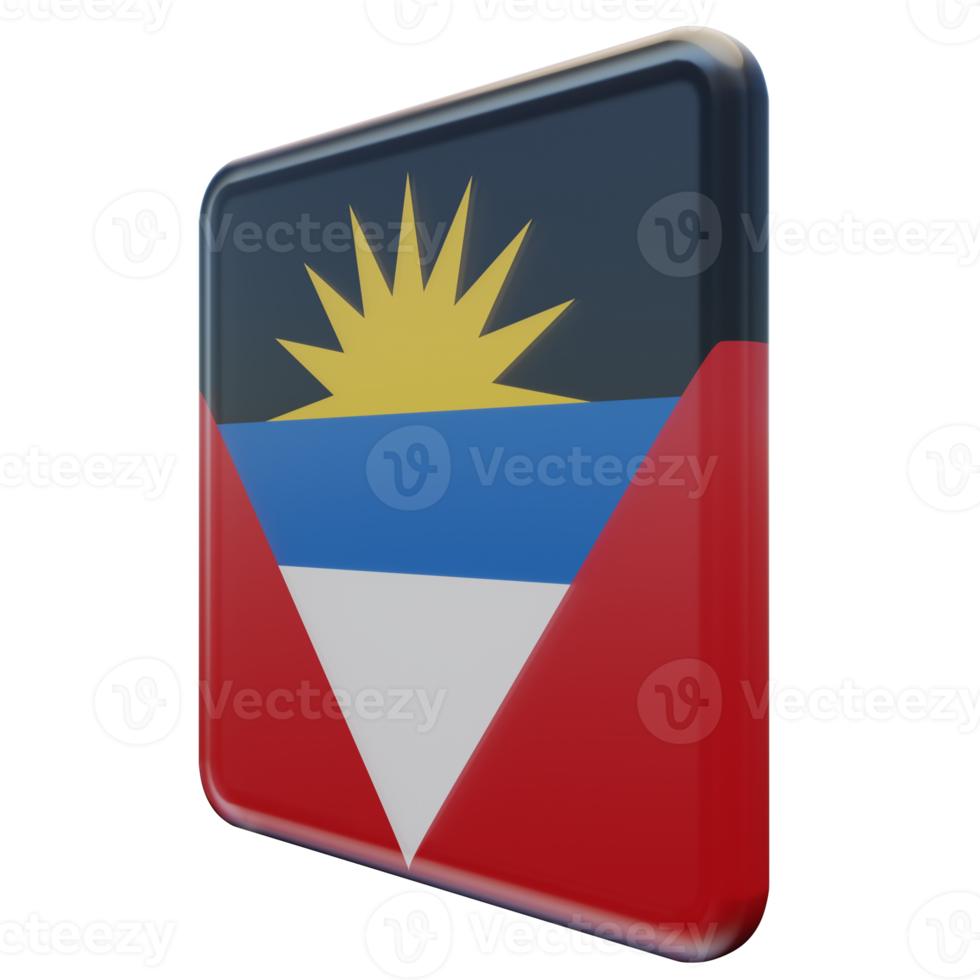 Antigua and Barbuda Right View 3d textured glossy square flag png