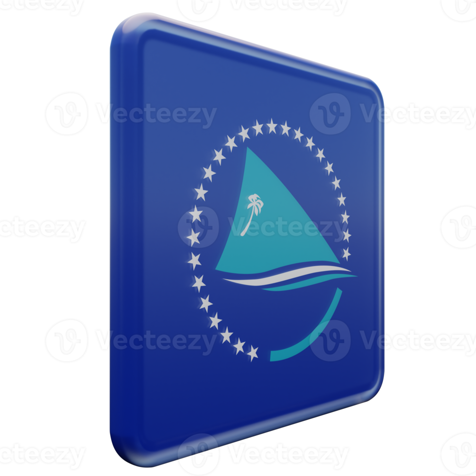 Pacific Community Left View 3d textured glossy square flag png