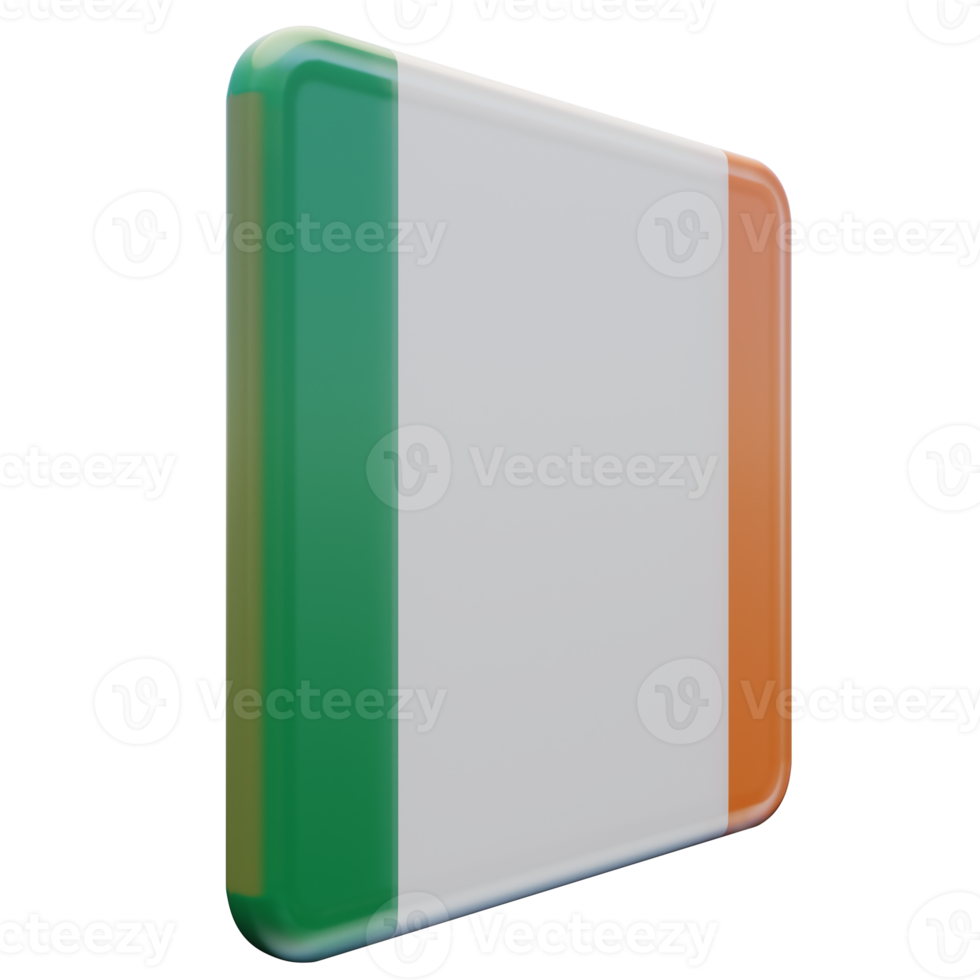 Ireland Left View 3d textured glossy square flag png