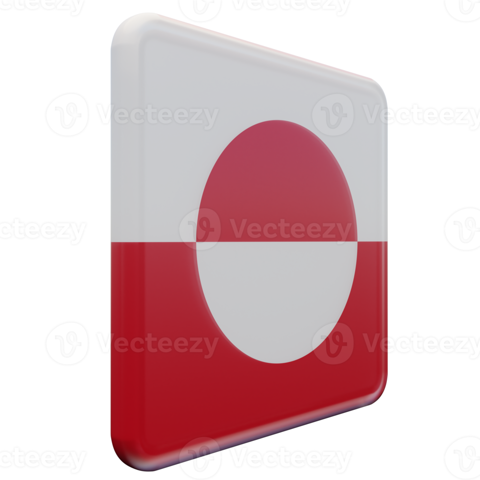 Greenland Left View 3d textured glossy square flag png