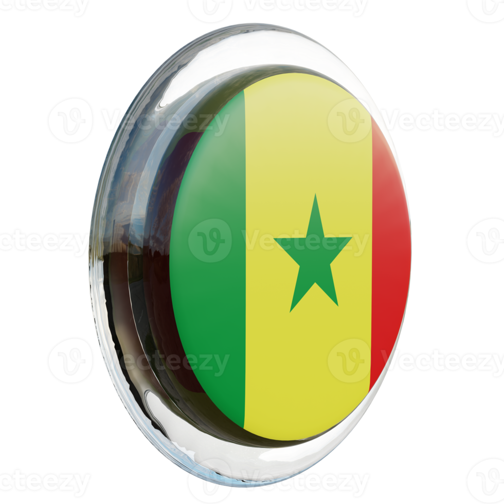 Senegal Left View 3d textured glossy circle flag png
