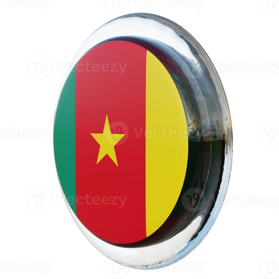 Cameroon Right View 3d textured glossy circle flag png