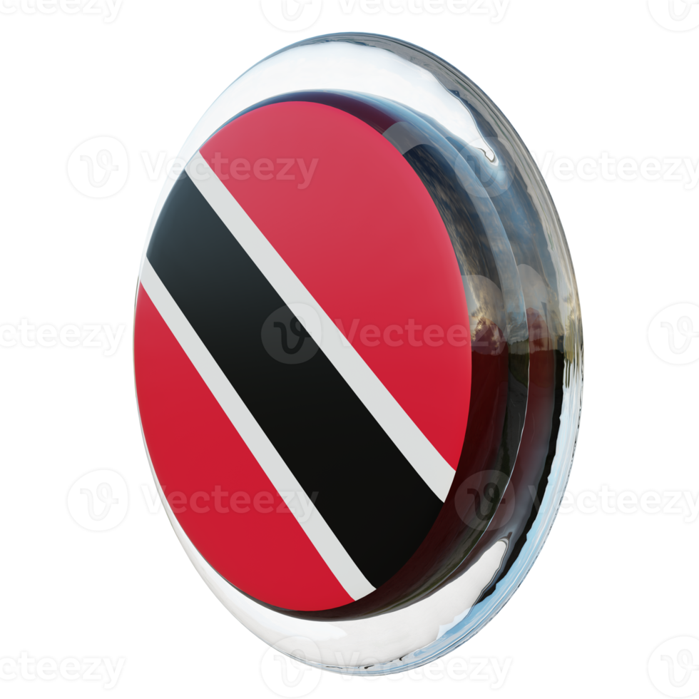 Trinidad and Tobago Right View 3d textured glossy circle flag png