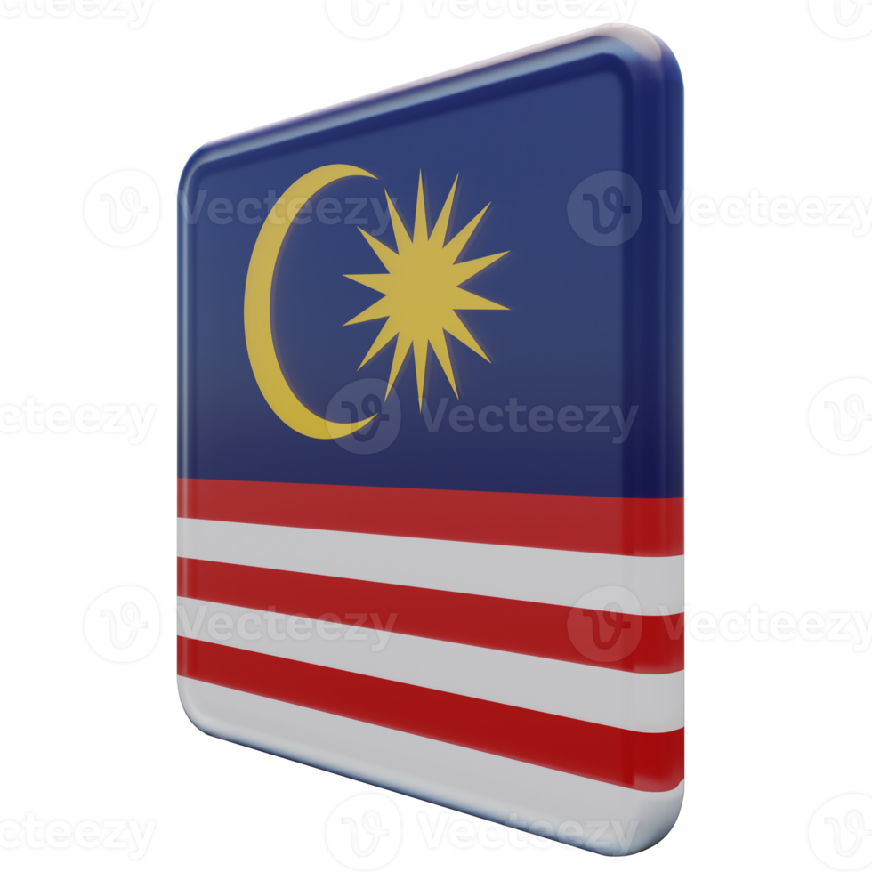 Malaysia Right View 3d textured glossy square flag png