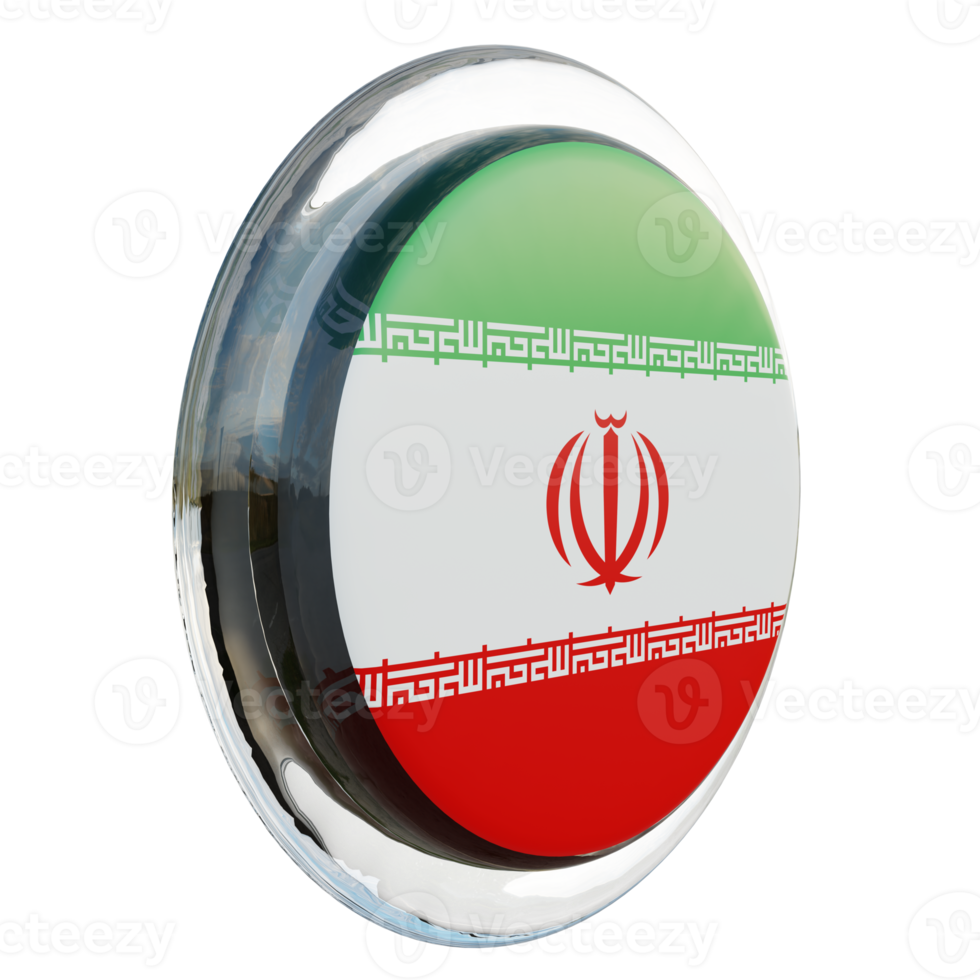 iran vue de gauche drapeau de cercle brillant texturé 3d png