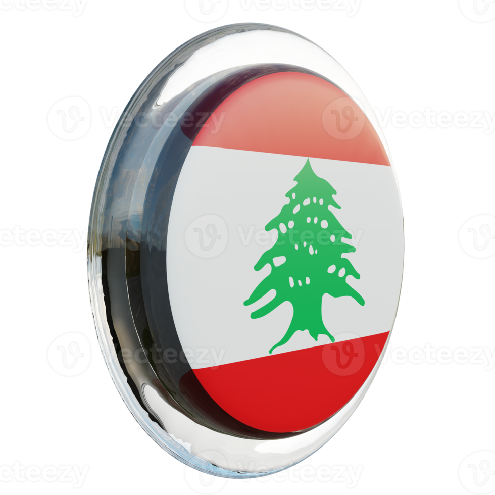 Lebanon Left View 3d textured glossy circle flag png