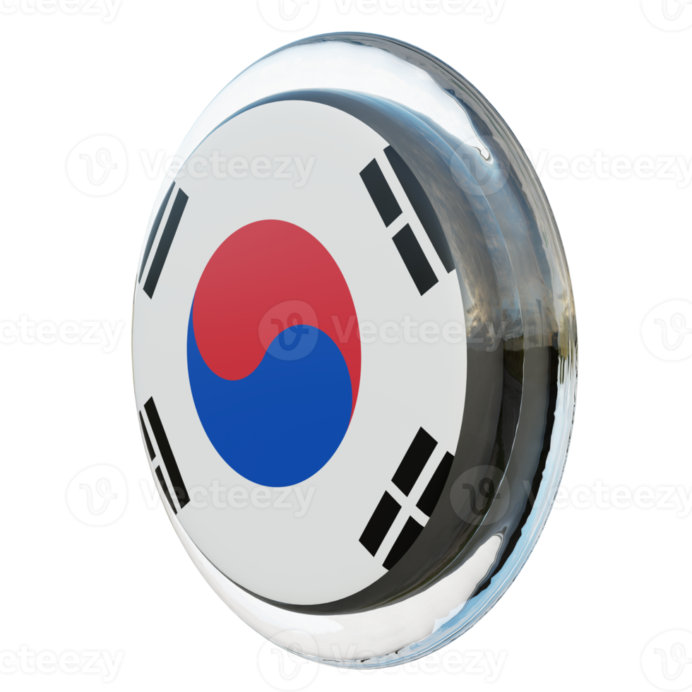 zuiden Korea Rechtsaf visie 3d getextureerde glanzend cirkel vlag png