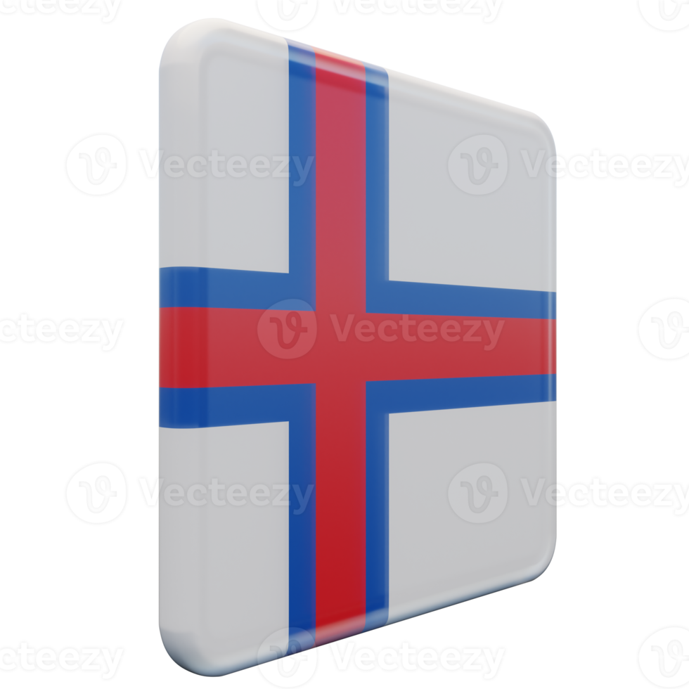 faroe öar vänster se 3d texturerad glansig fyrkant flagga png