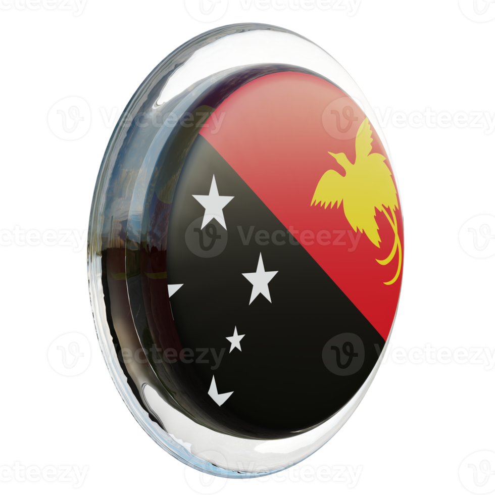 Papua New Guinea Left View 3d textured glossy circle flag png