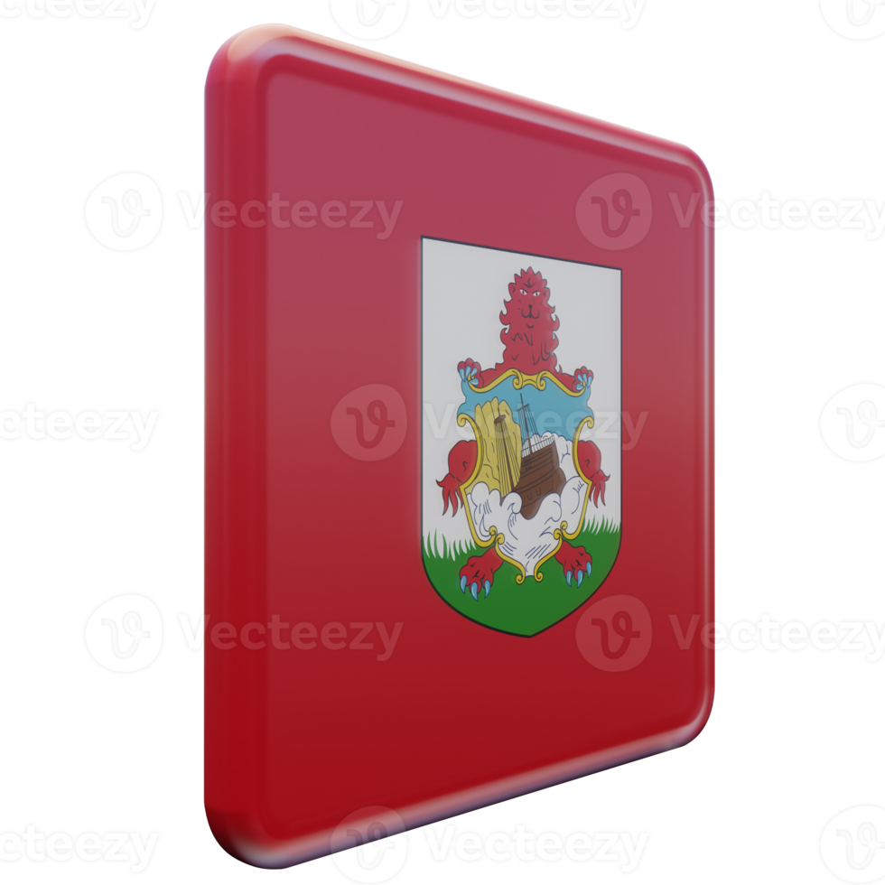 Bermuda Left View 3d textured glossy square flag png