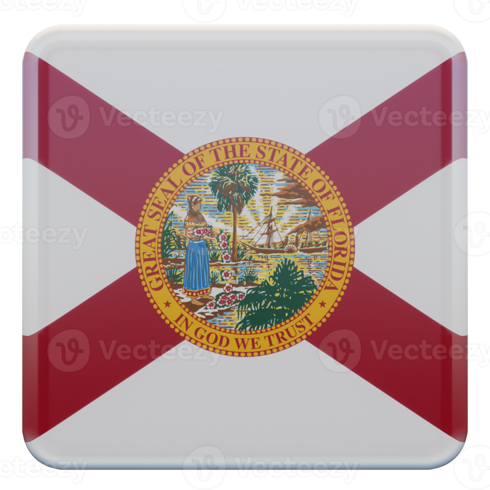 florida 3d texturerad glansig fyrkant flagga png