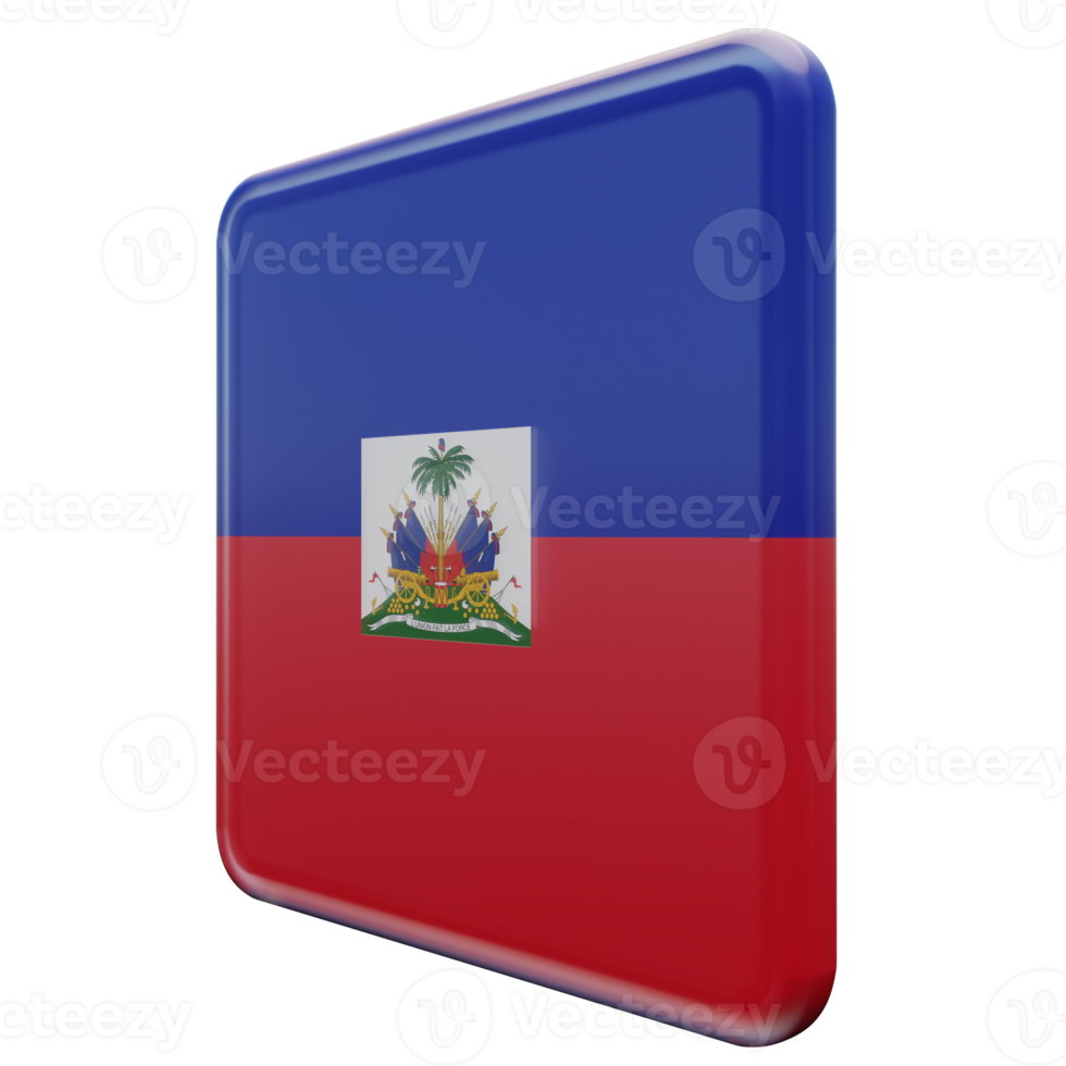 Haiti Right View 3d textured glossy square flag png